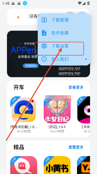 下载设置界面